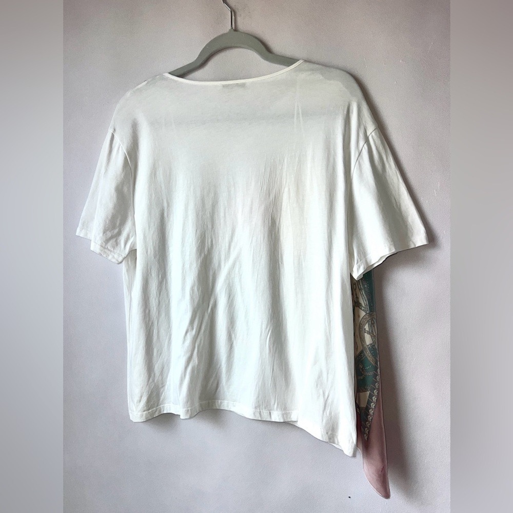 Zara‎ Original White Short Sleeve Scarf-Print Tee Large - Picture 9 of 9